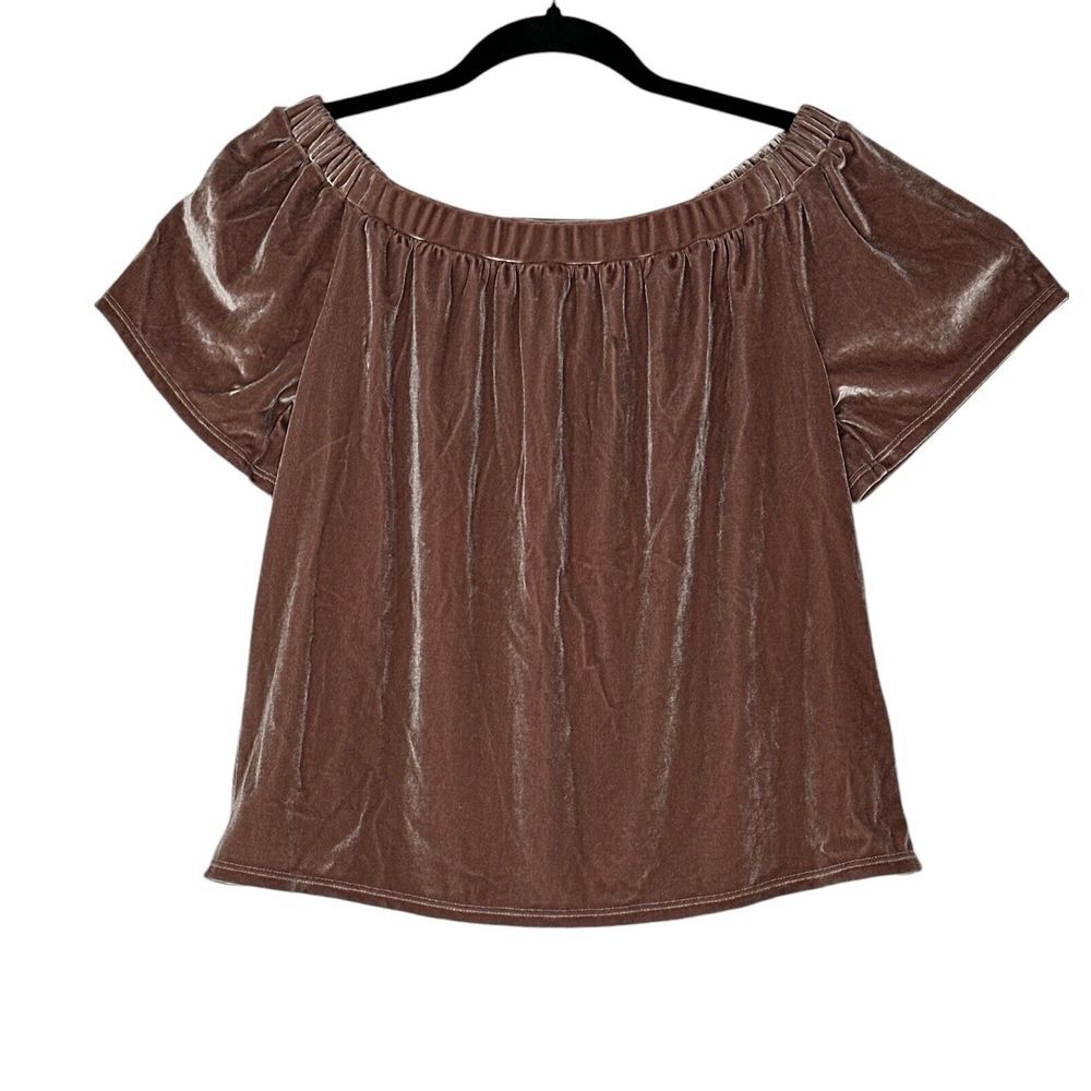 Abercrombie & Fitch‎ Blouse Women Small Rose Velvet Top Crop Bright Cozy Stretch